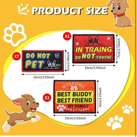 Service Dog Patch Set 9 pcs dog patches for harness in different styles - Picture 3 of 7